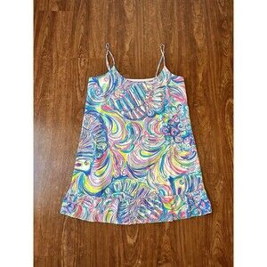NWT Lilly Pulitzer Zanna Silk Dress Multi Gillty Pleasure Adjust Straps Women L